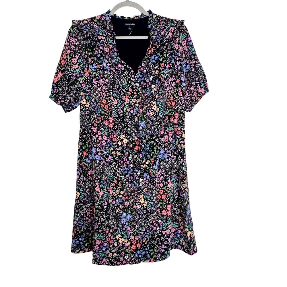 41 Hawthorn Short Sleeve V-Neck Cinch WaistFloral Dress in Multicolor NWT Small